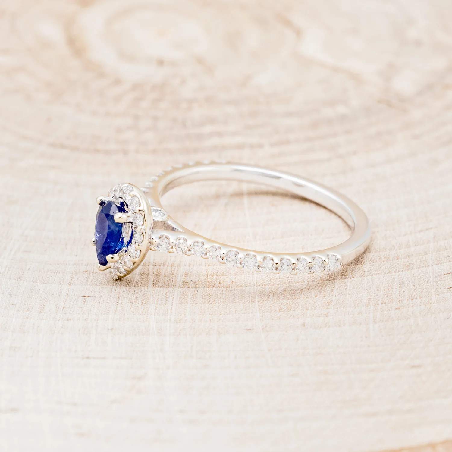 "AGNES" - ENGAGEMENT RING WITH DIAMOND HALO & ACCENTS - Image 16