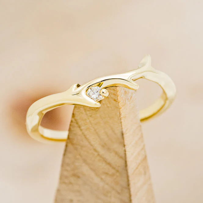 "ARTEMIS" STACKER - ANTLER-STYLE STACKING BAND WITH A BIRTHSTONE ACCENT - Image 11