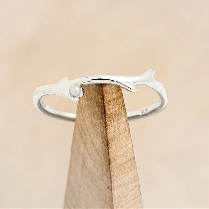 "ARTEMIS" STACKER - ANTLER-STYLE STACKING BAND WITH A BIRTHSTONE ACCENT - Image 17