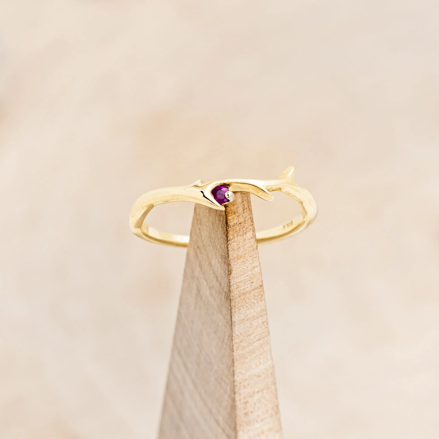 "ARTEMIS" STACKER - ANTLER-STYLE STACKING BAND WITH A BIRTHSTONE ACCENT - Image 20