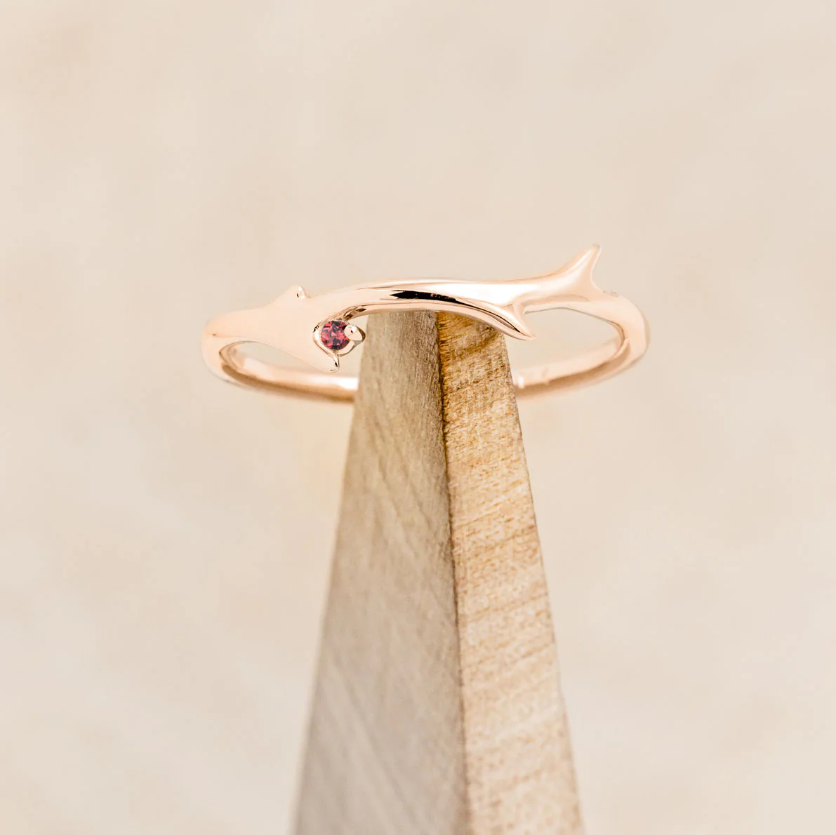 "ARTEMIS" STACKER - ANTLER-STYLE STACKING BAND WITH A BIRTHSTONE ACCENT - Image 3