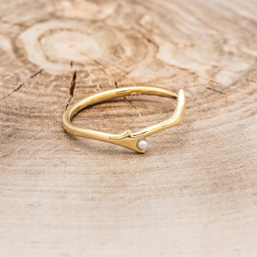 "ARTEMIS" STACKER - ANTLER-STYLE STACKING BAND WITH A BIRTHSTONE ACCENT - Image 37