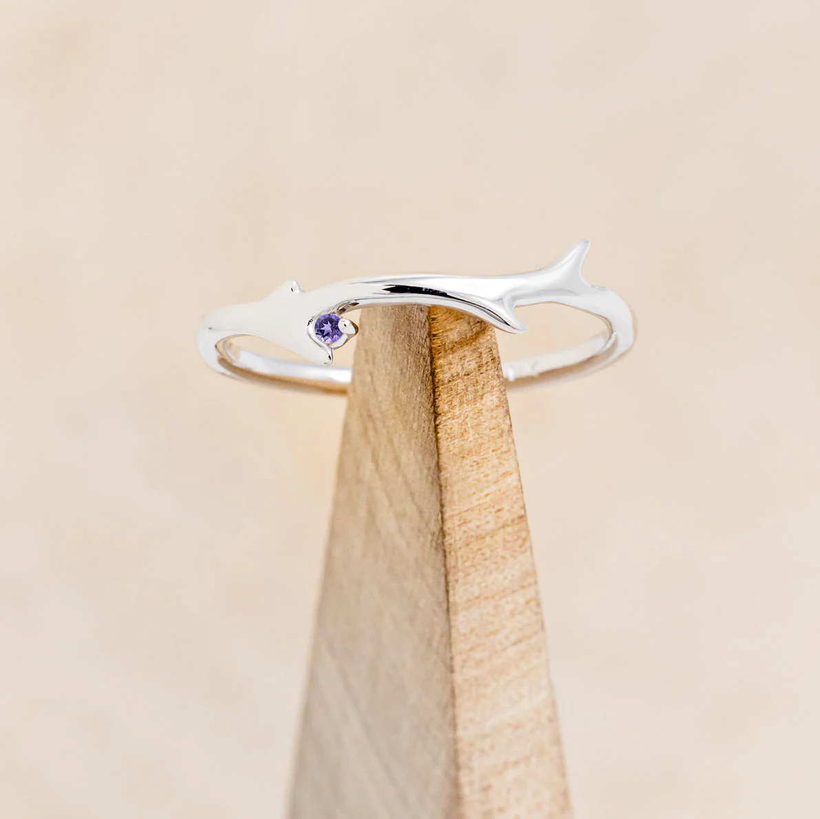 "ARTEMIS" STACKER - ANTLER-STYLE STACKING BAND WITH A BIRTHSTONE ACCENT - Image 4