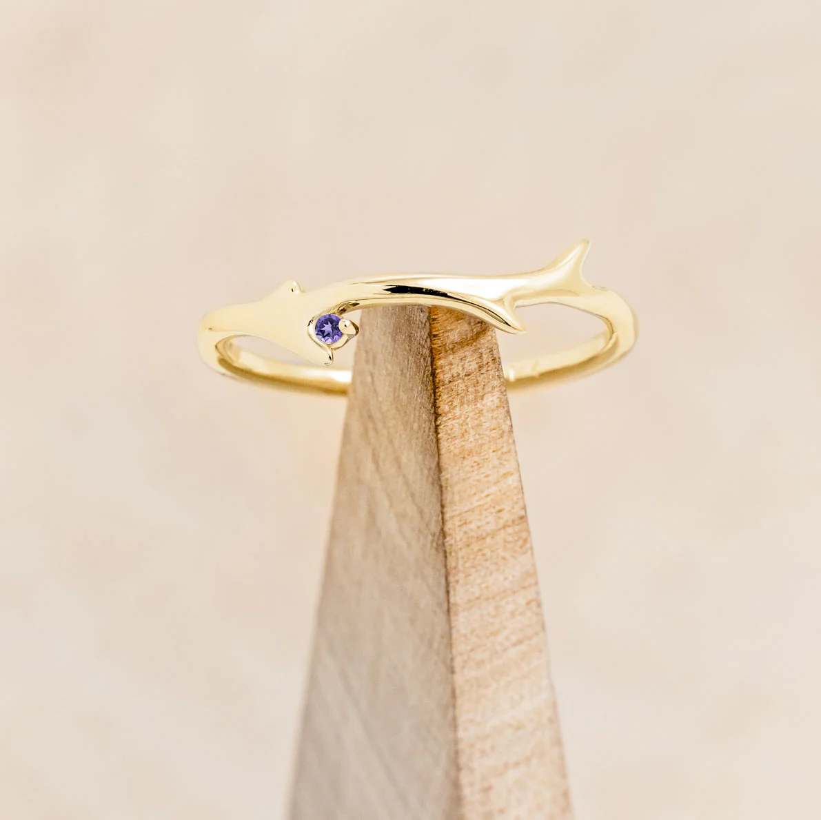 "ARTEMIS" STACKER - ANTLER-STYLE STACKING BAND WITH A BIRTHSTONE ACCENT - Image 5