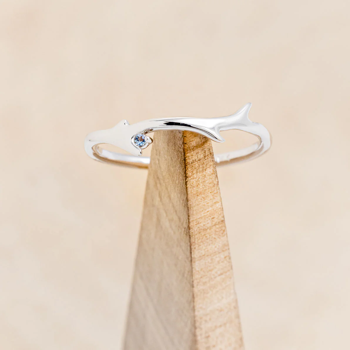 "ARTEMIS" STACKER - ANTLER-STYLE STACKING BAND WITH A BIRTHSTONE ACCENT - Image 7