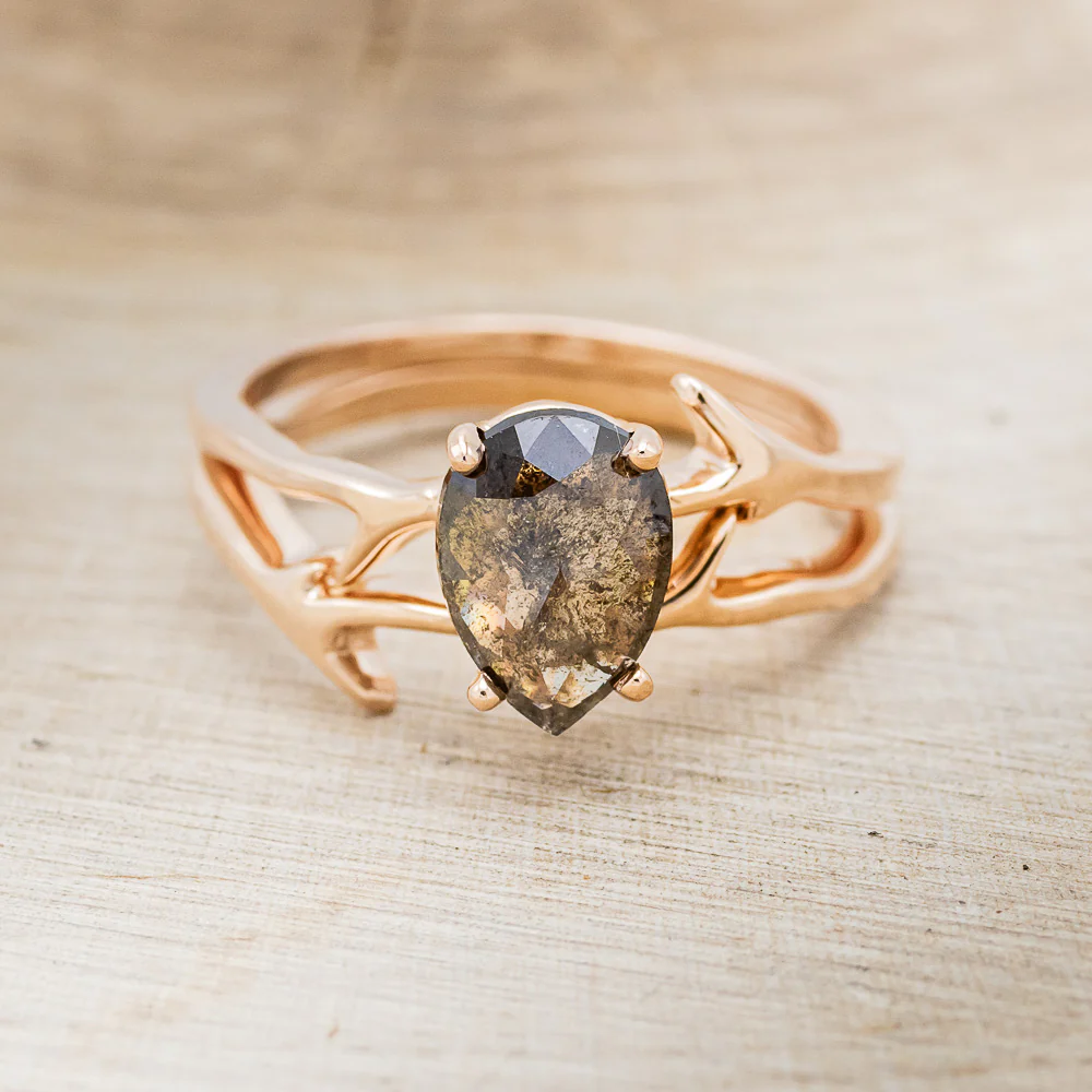 "ARTEMIS" - ENGAGEMENT RING WITH ANTLER-STYLE STACKING BAND - MOUNTING ONLY - SELECT YOUR OWN STONE - Image 11