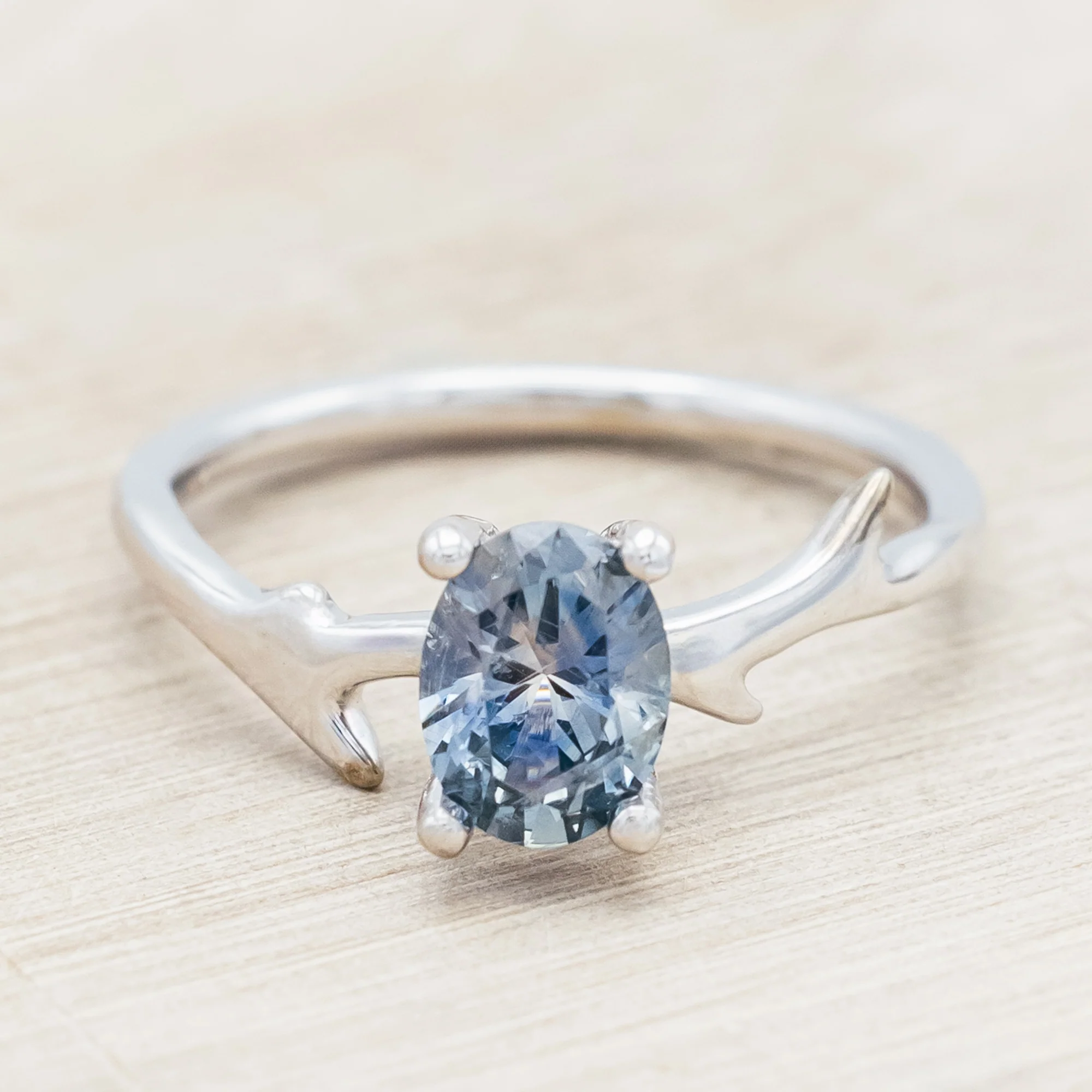 "ARTEMIS" - ENGAGEMENT RING WITH ANTLER-STYLE STACKING BAND - MOUNTING ONLY - SELECT YOUR OWN STONE - Image 5