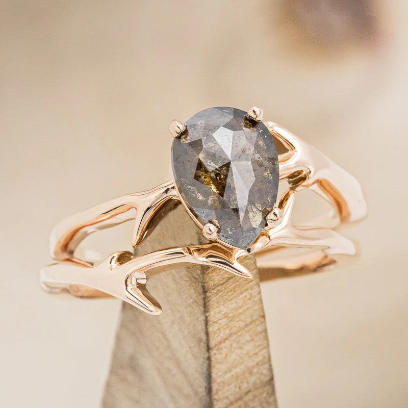 "ARTEMIS" - ENGAGEMENT RING WITH ANTLER-STYLE STACKING BAND - MOUNTING ONLY - SELECT YOUR OWN STONE - Image 8