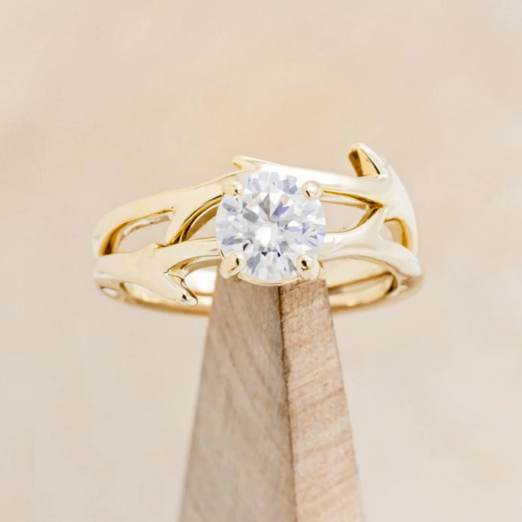 "ARTEMIS" - ENGAGEMENT RING WITH ANTLER-STYLE STACKING BAND - MOUNTING ONLY - SELECT YOUR OWN STONE - Image 16