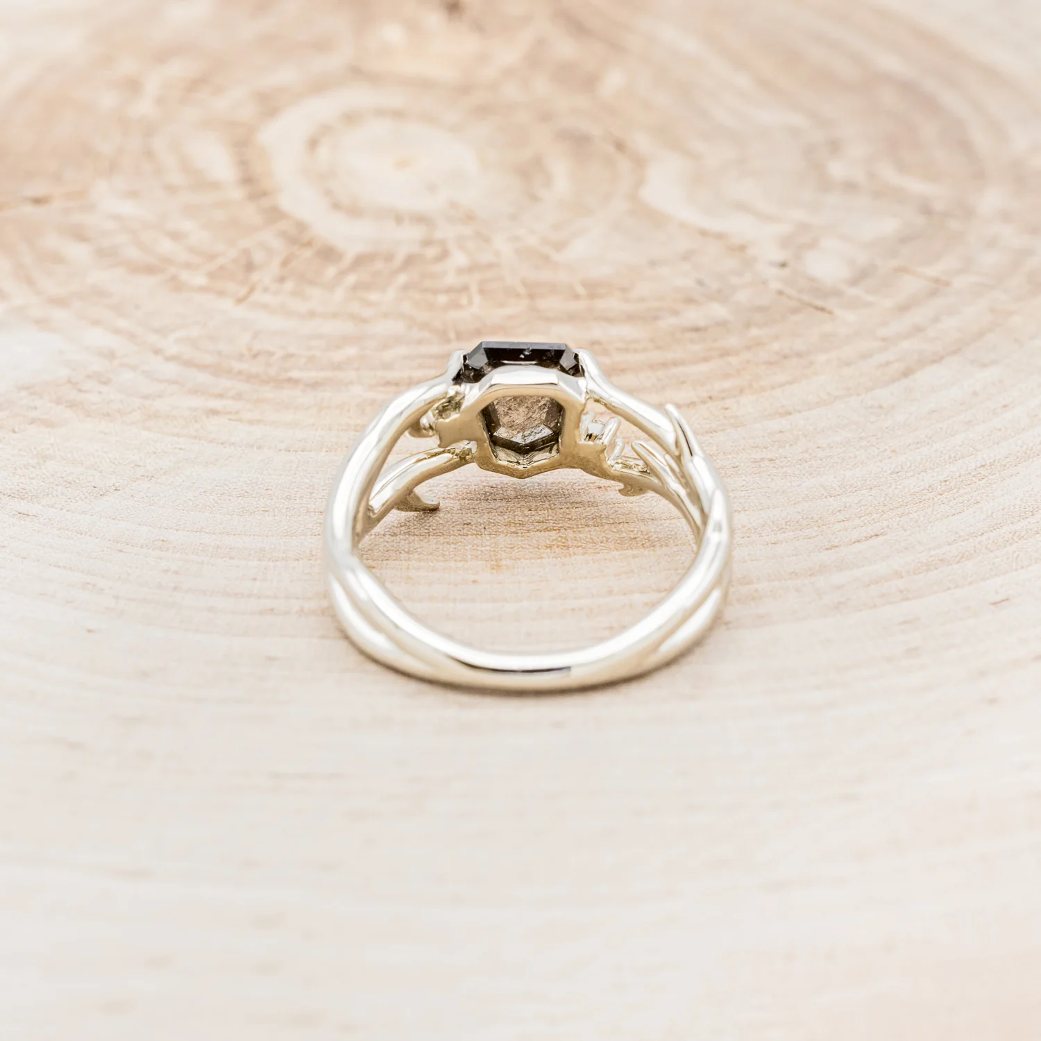 "ARTEMIS" - SHIELD ROSECUT SALT & PEPPER DIAMOND ENGAGEMENT RING WITH DIAMOND ACCENTS - Image 17