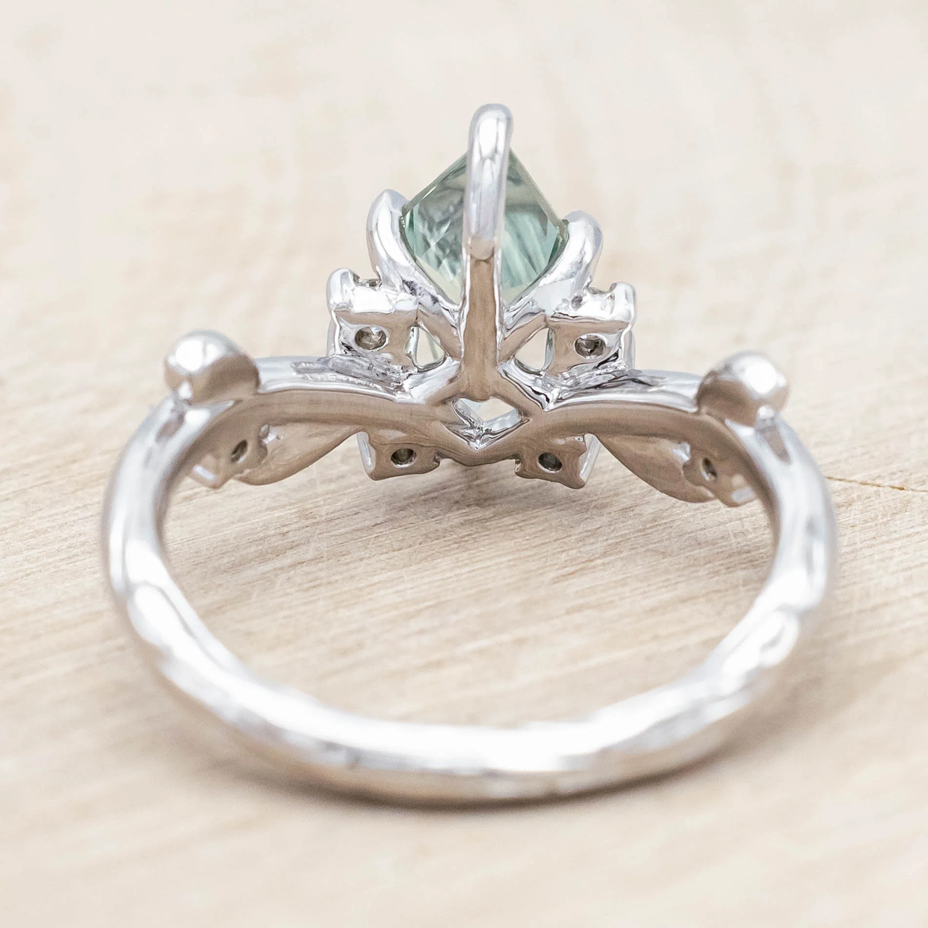 "ARTEMISIA" - KITE CUT LAB-GROWN GREEN SAPPHIRE ENGAGEMENT RING WITH DIAMOND ACCENTS - Image 19