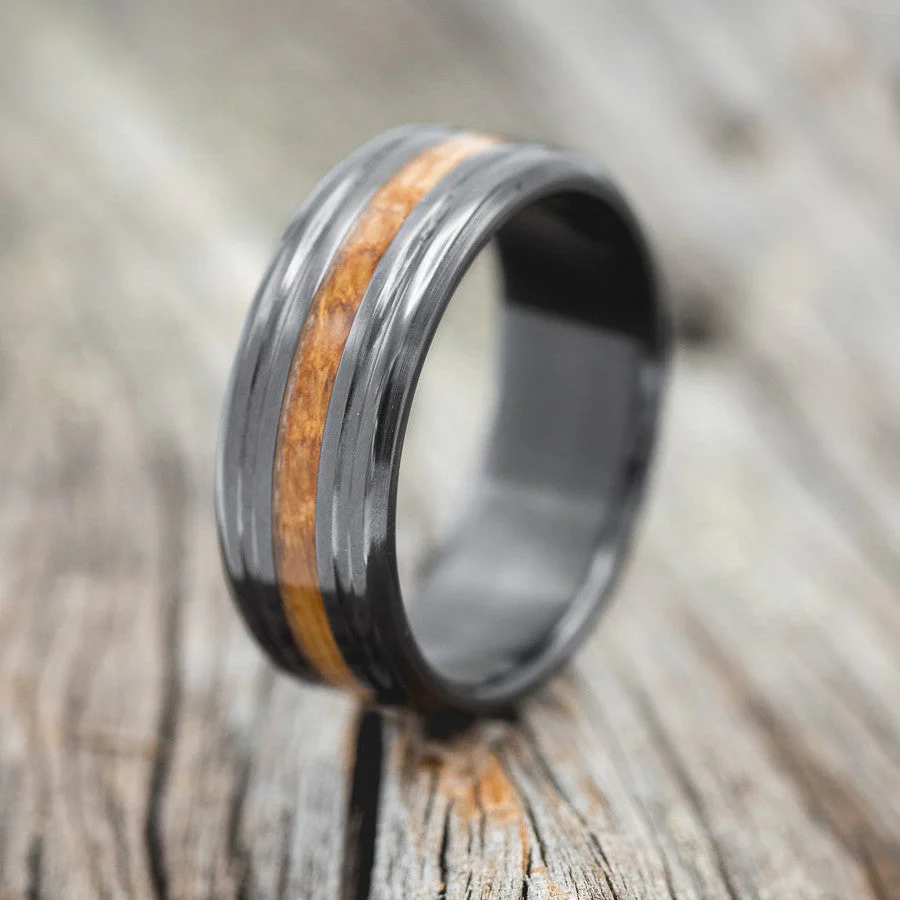 "AUSTIN" - WHISKEY BARREL OAK WEDDING RING - Image 4