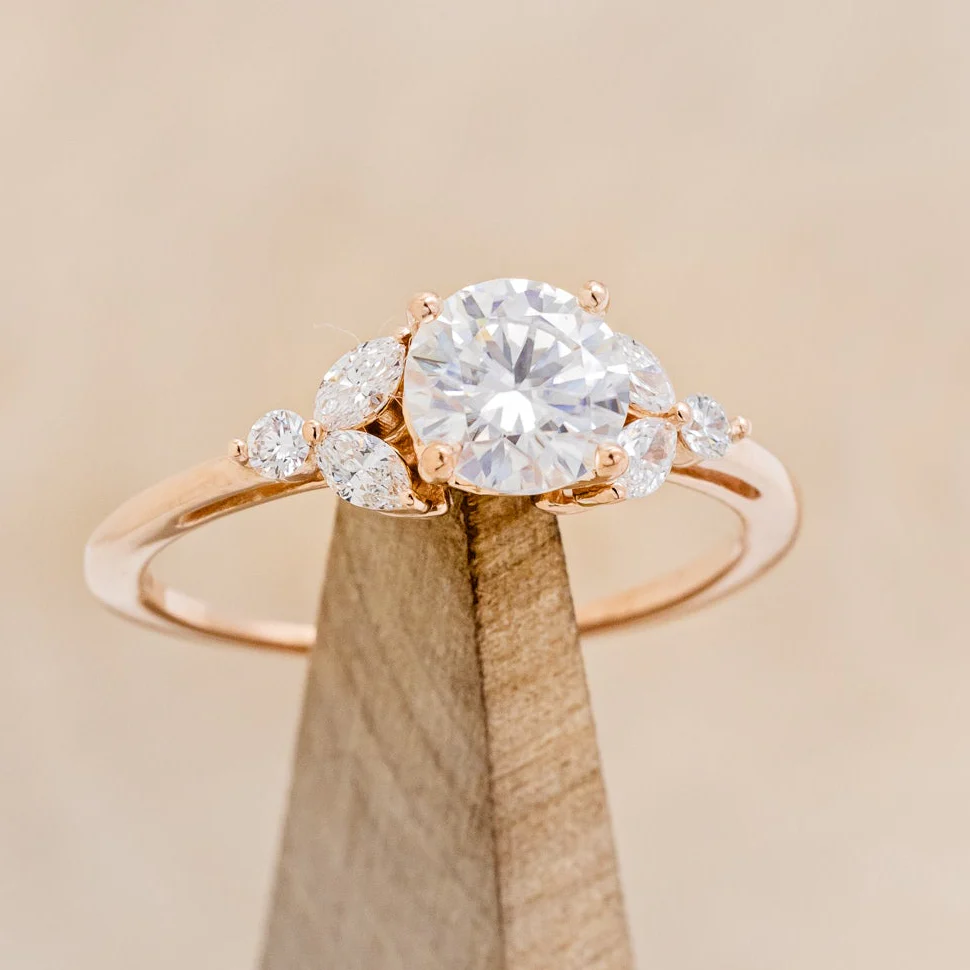 "BLOSSOM" - ROUND CUT ENGAGEMENT RING WITH DIAMOND ACCENTS - Image 16