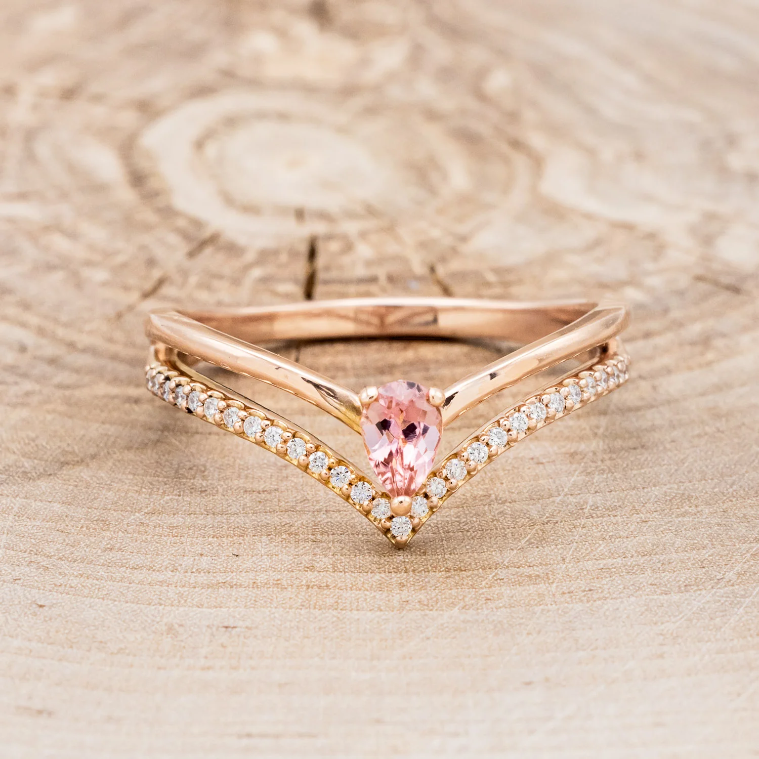 "CICELY" - PEAR CUT PINK TOURMALINE ENGAGEMENT RING WITH DIAMOND ACCENTS - Image 4