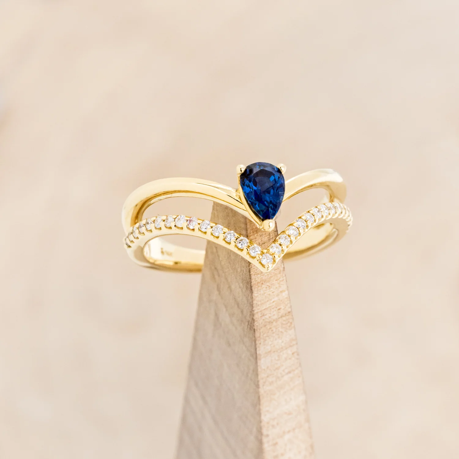 "CICELY" - PEAR CUT LAB-GROWN BLUE SAPPHIRE ENGAGEMENT RING WITH DIAMOND ACCENTS - Image 7