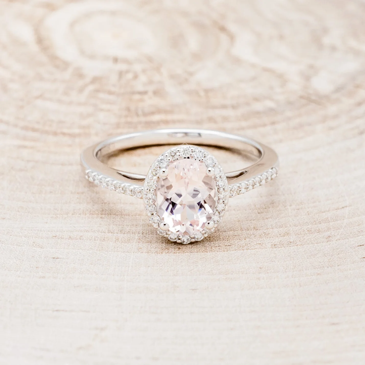 "DIANA" - OVAL CUT MORGANITE ENGAGEMENT RING WITH DIAMOND HALO & ACCENTS - Image 10