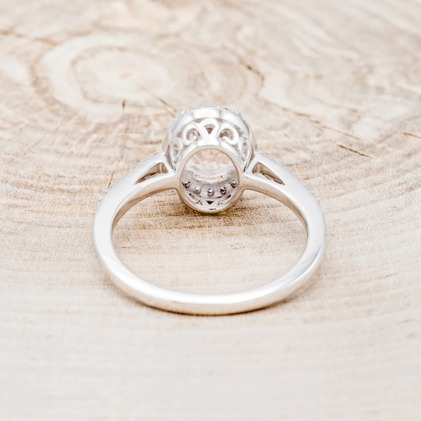 "DIANA" - OVAL CUT MORGANITE ENGAGEMENT RING WITH DIAMOND HALO & ACCENTS - Image 11