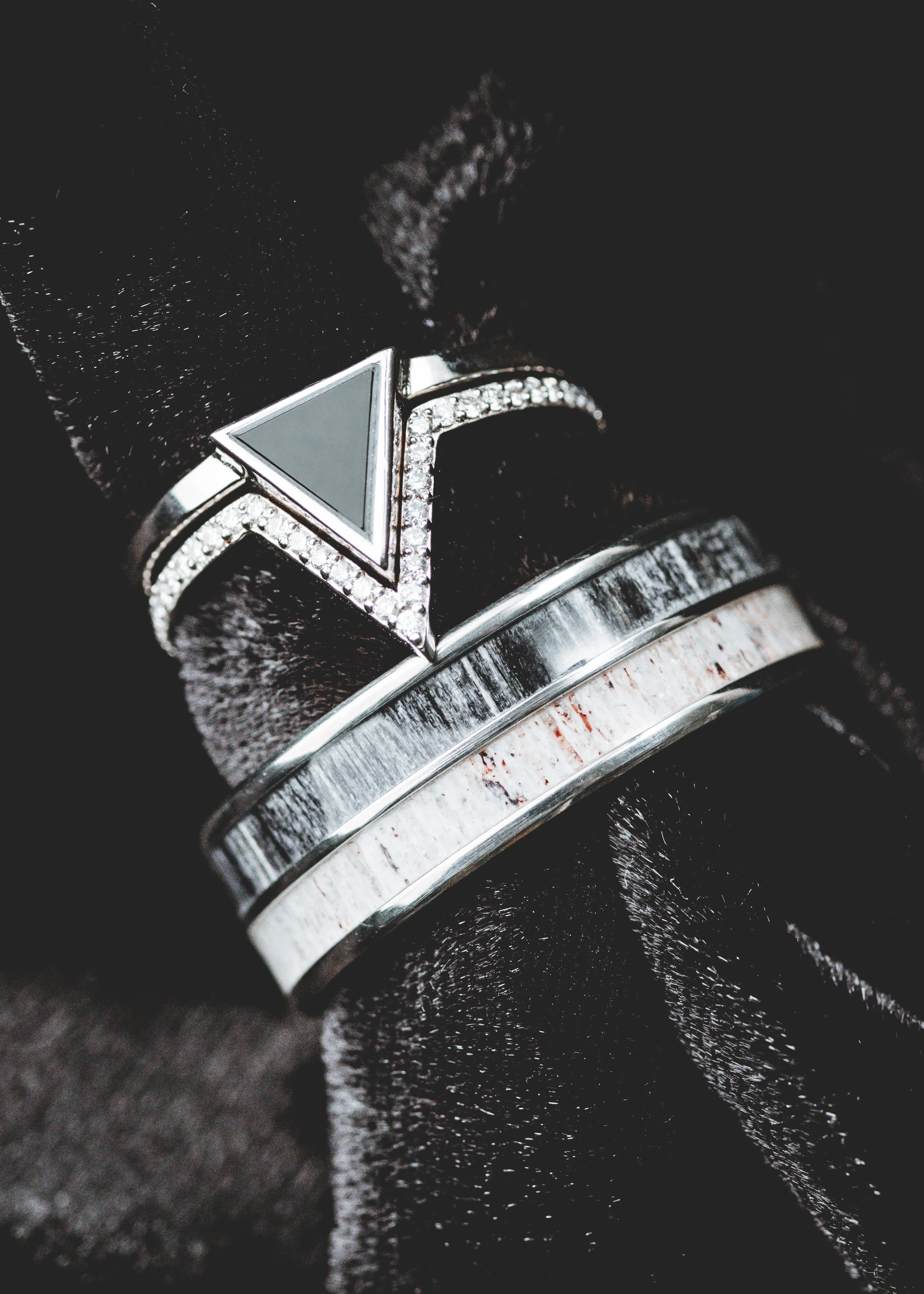 "DYAD" - GREY BIRCH WOOD & ANTLER WEDDING BAND - Image 20