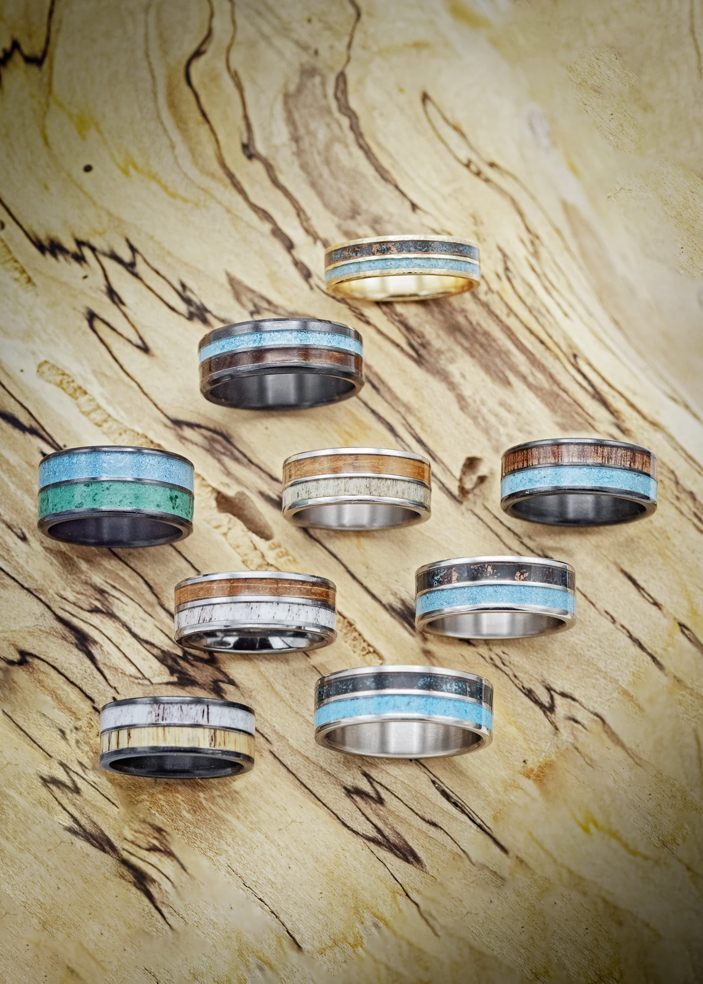 "DYAD" - GREY BIRCH WOOD & ANTLER WEDDING BAND - Image 21