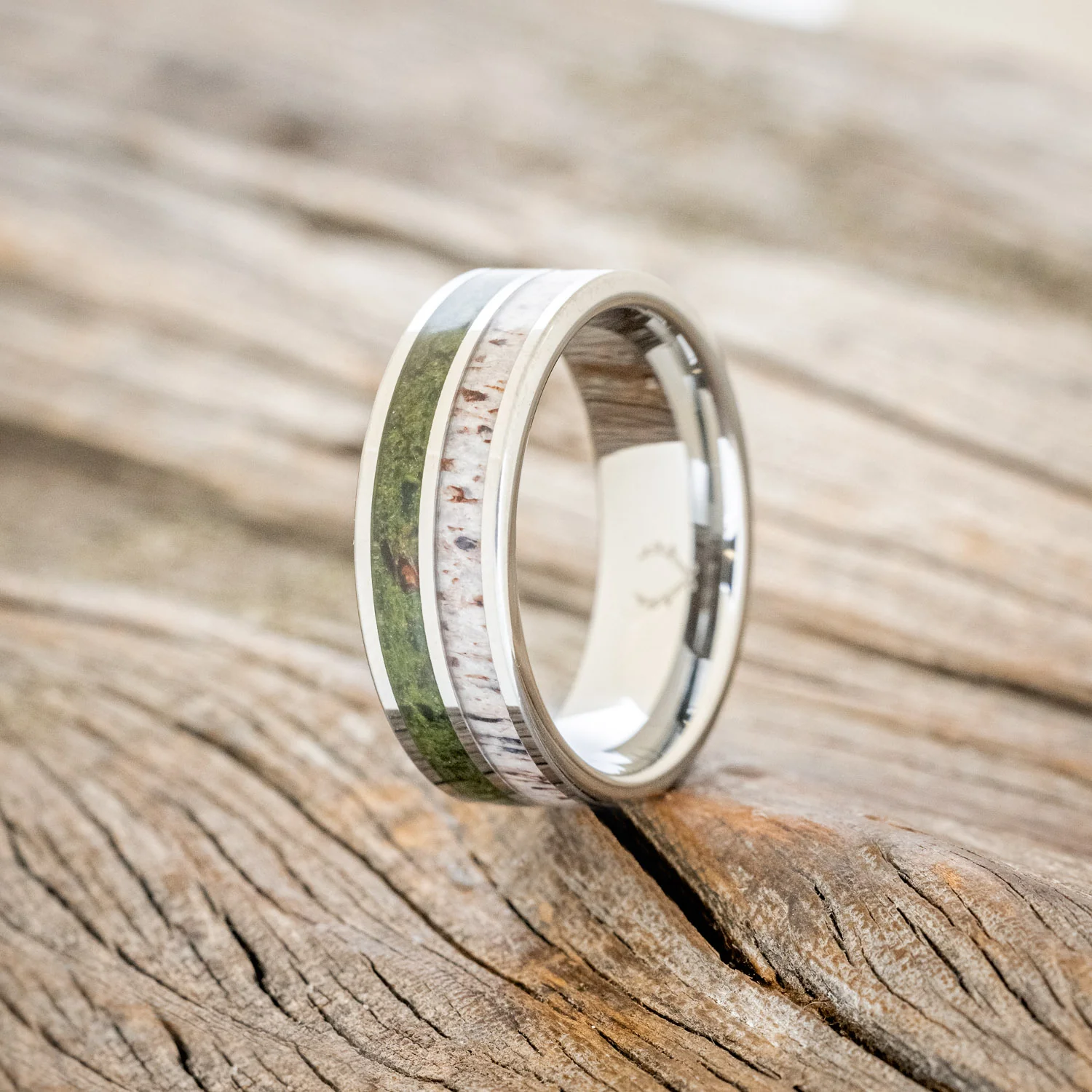 "DYAD" - MOSS & ANTLER WEDDING BAND - Image 4