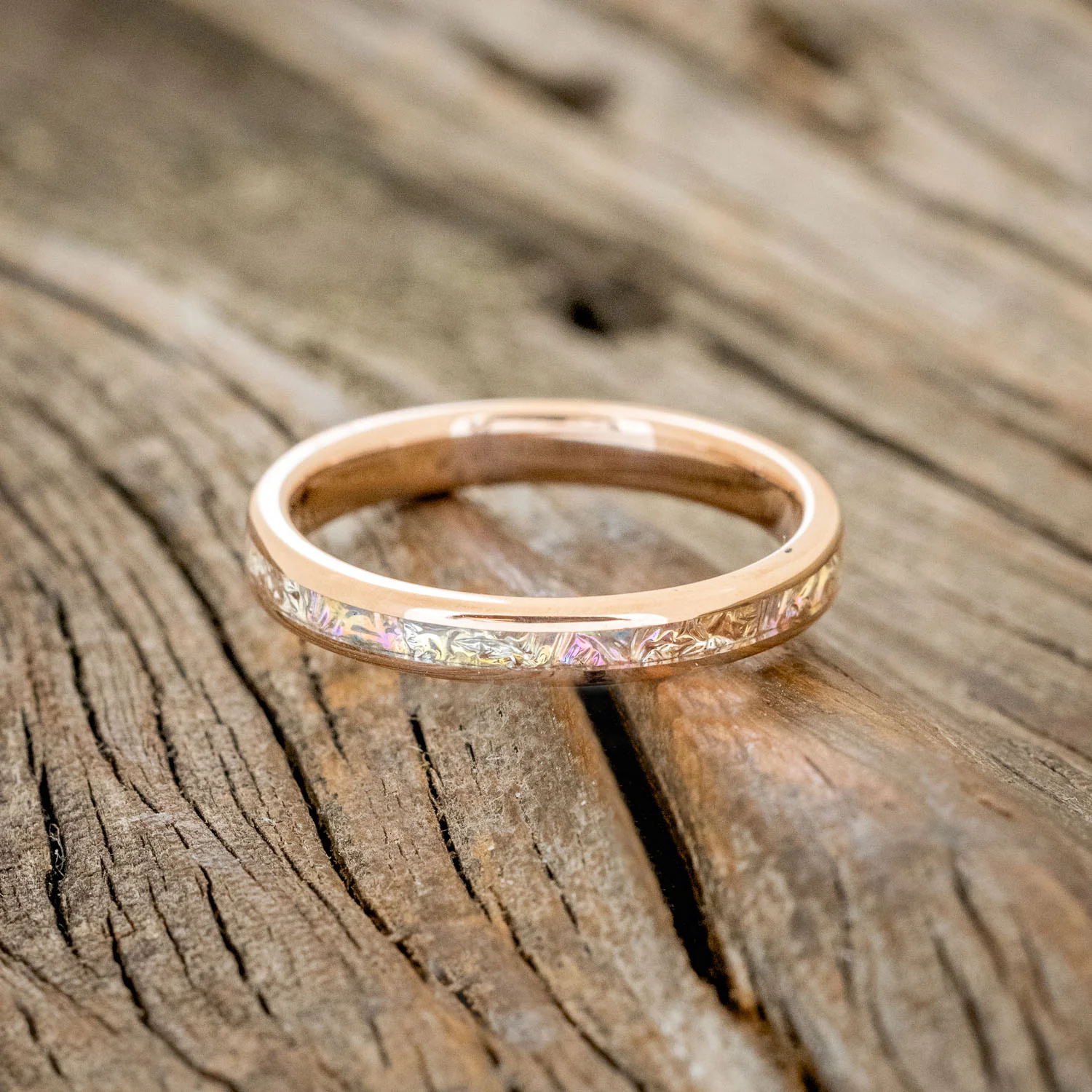 "ETERNA" - TITANIUM BURL DICHROLAM STACKING WEDDING BAND - Image 12
