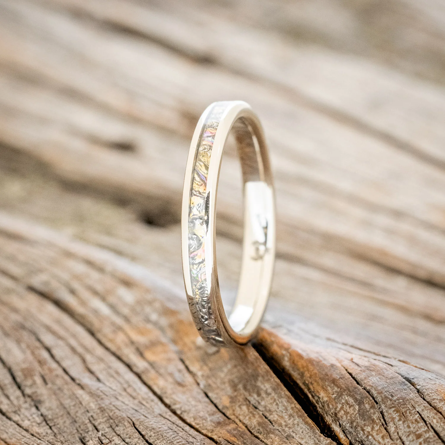 "ETERNA" - TITANIUM BURL DICHROLAM STACKING WEDDING BAND - Image 13