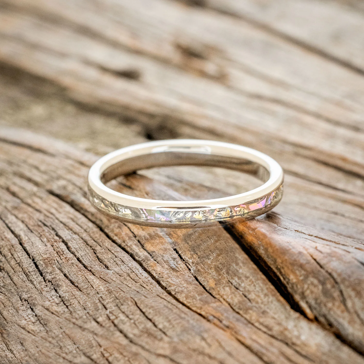 "ETERNA" - TITANIUM BURL DICHROLAM STACKING WEDDING BAND - Image 15