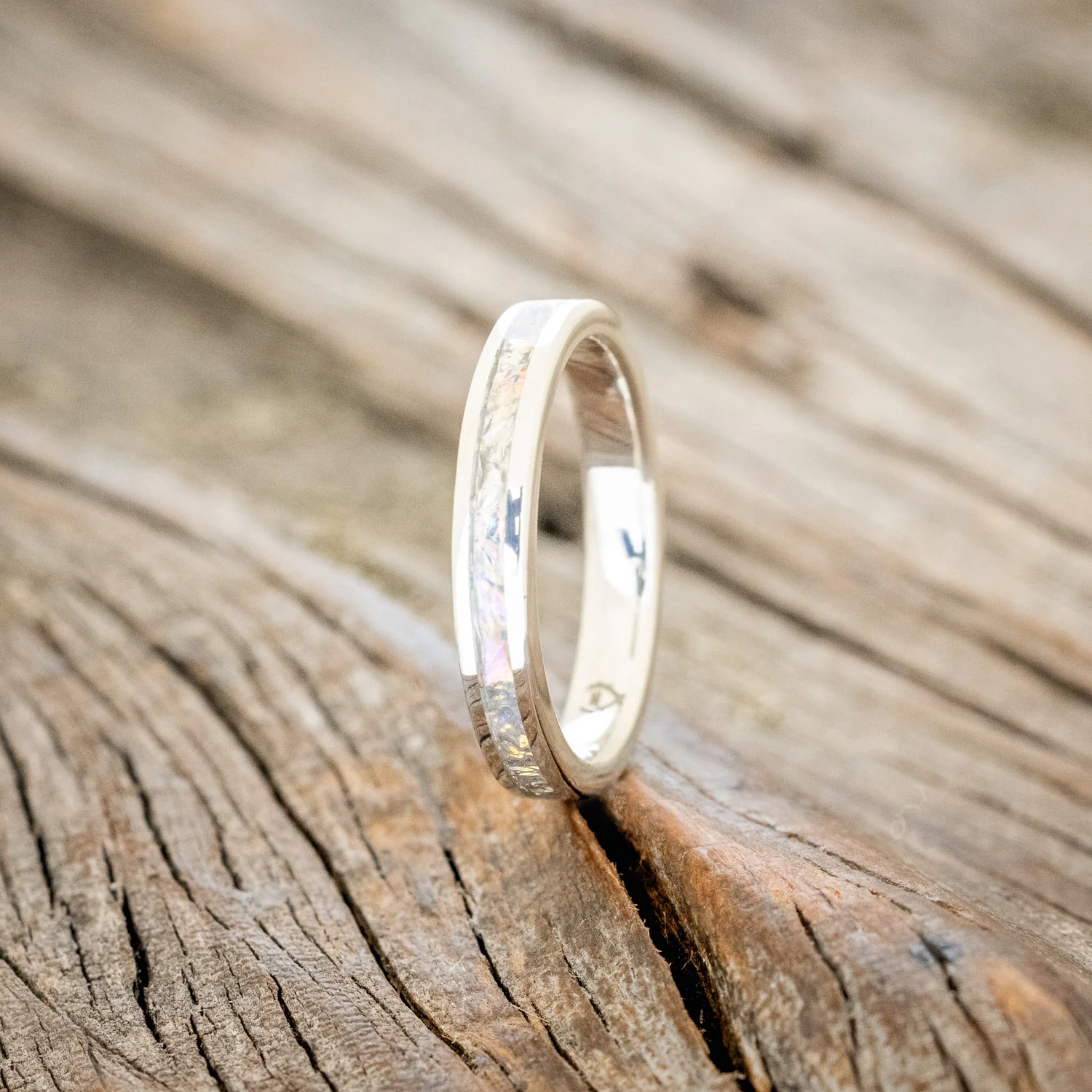 "ETERNA" - TITANIUM BURL DICHROLAM STACKING WEDDING BAND - Image 4