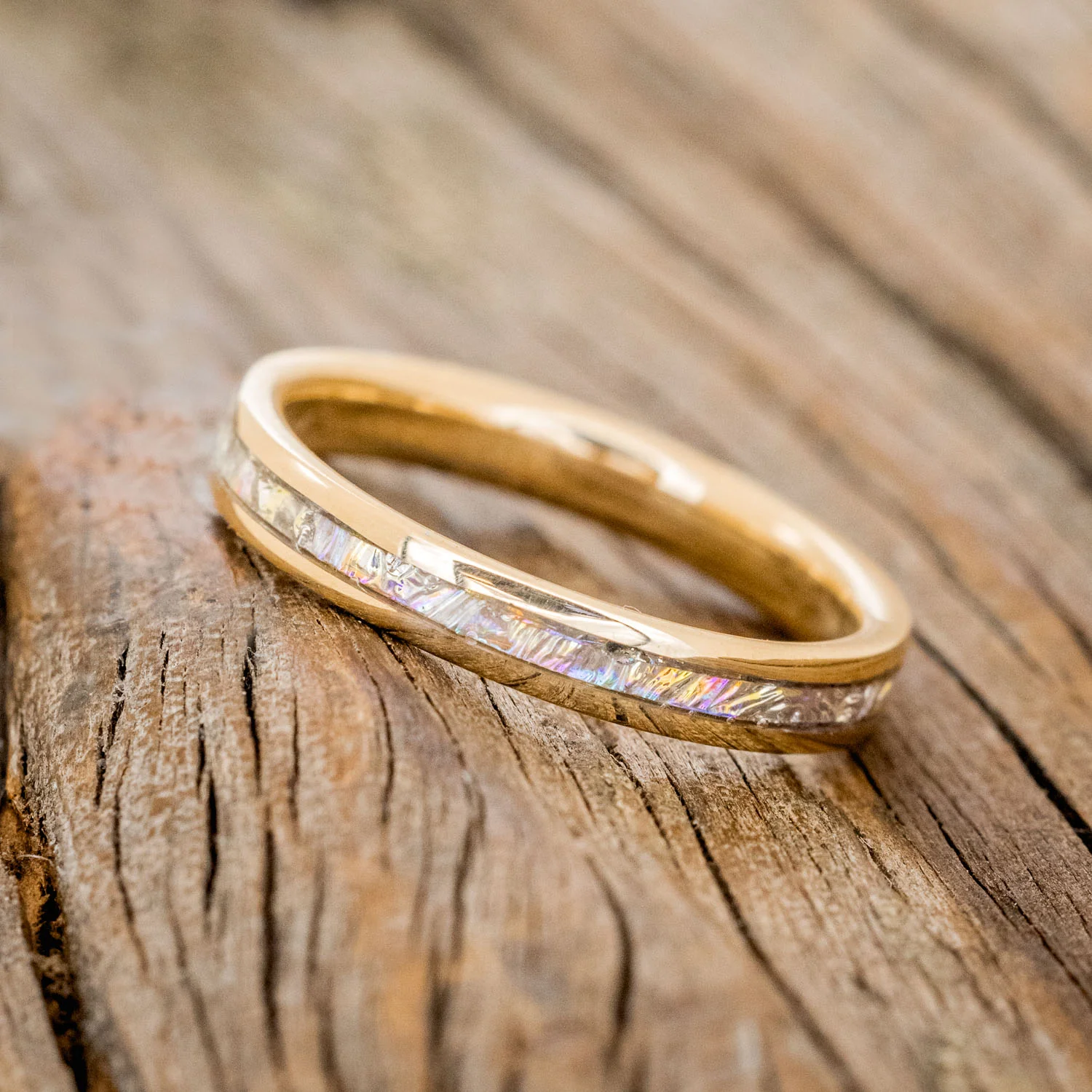 "ETERNA" - TITANIUM BURL DICHROLAM STACKING WEDDING BAND - Image 8