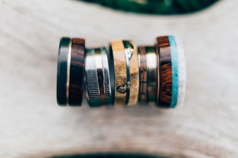 "LEDGER" - IRONWOOD & 14K GOLD INLAY WEDDING RING - Image 6