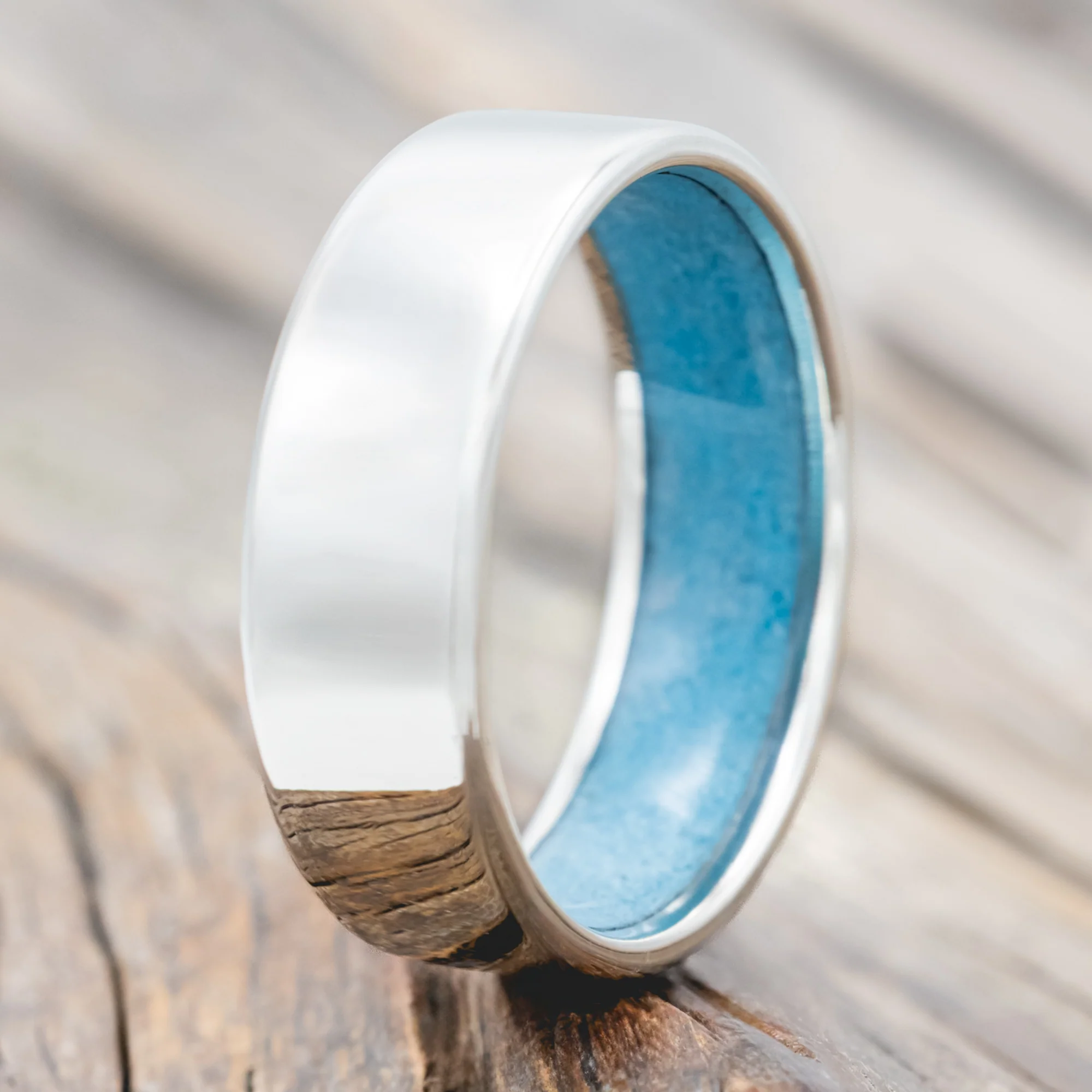 TURQUOISE LINED WEDDING BAND - Image 9