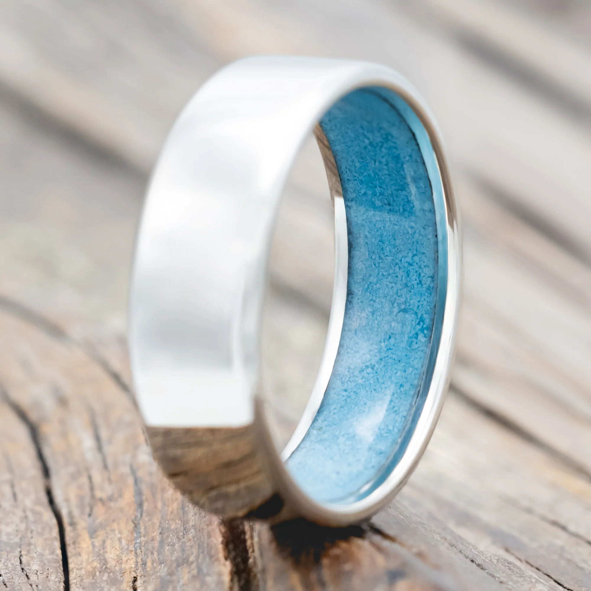 TURQUOISE LINED WEDDING BAND - Image 10