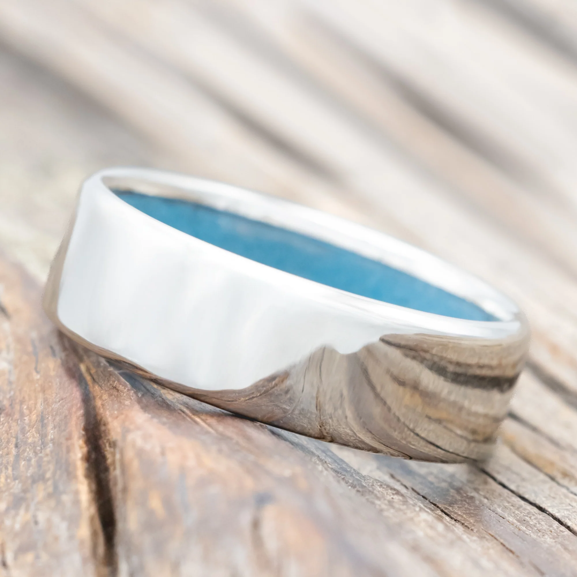 TURQUOISE LINED WEDDING BAND - Image 11