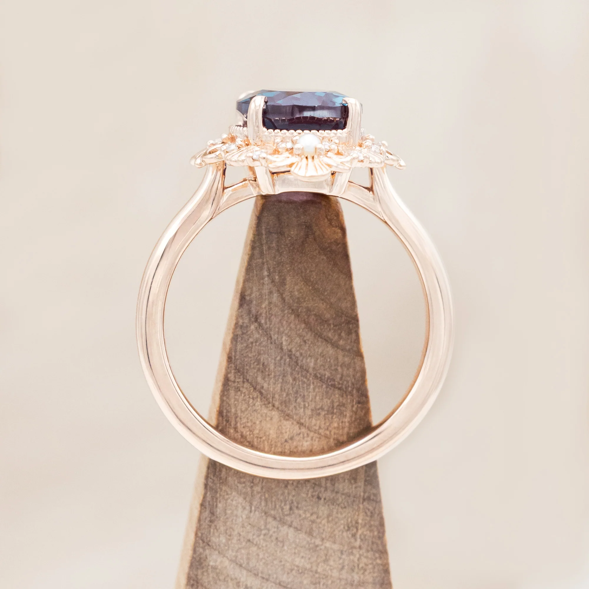 "MERROW" - SCULPTURAL-STYLE ENGAGEMENT RING WITH DIAMOND & PEARL ACCENTS - MOUNTING ONLY - SELECT YOUR OWN STONE - Image 18
