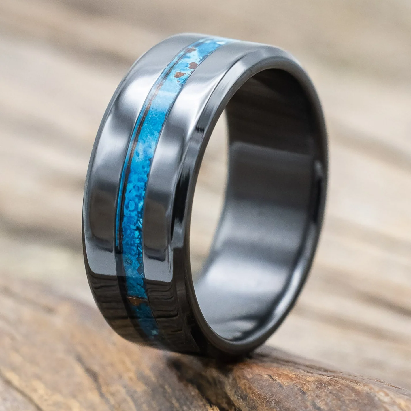 "NIRVANA" - CENTERED PATINA COPPER WEDDING BAND - Image 13