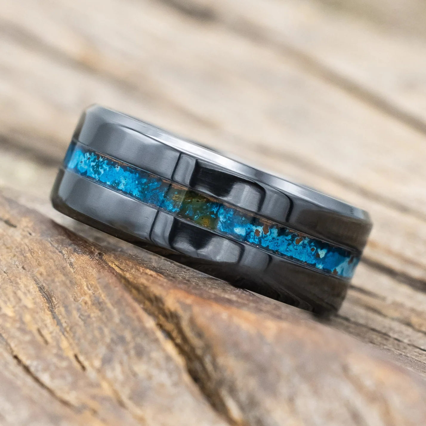 "NIRVANA" - CENTERED PATINA COPPER WEDDING BAND - Image 14