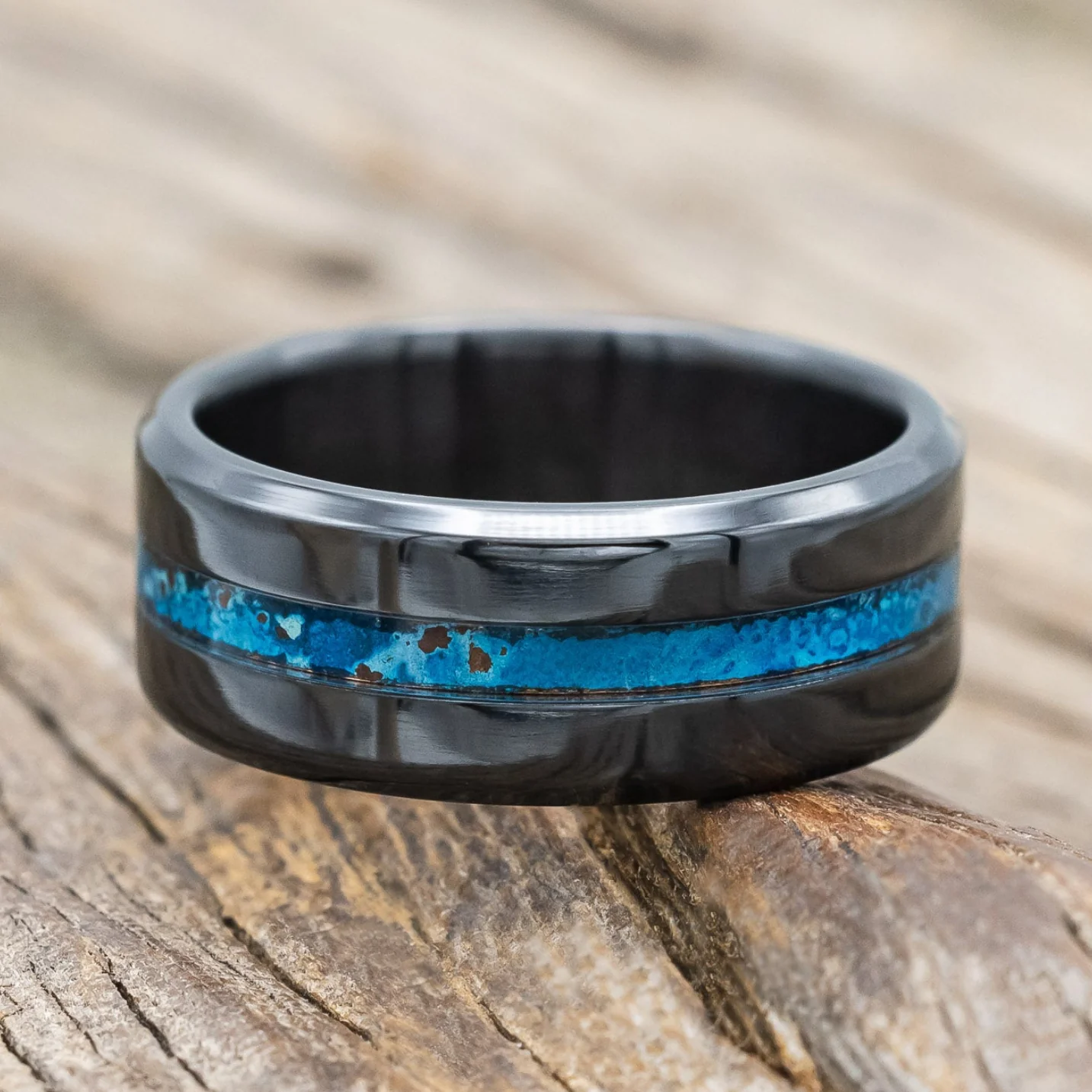 "NIRVANA" - CENTERED PATINA COPPER WEDDING BAND - Image 15