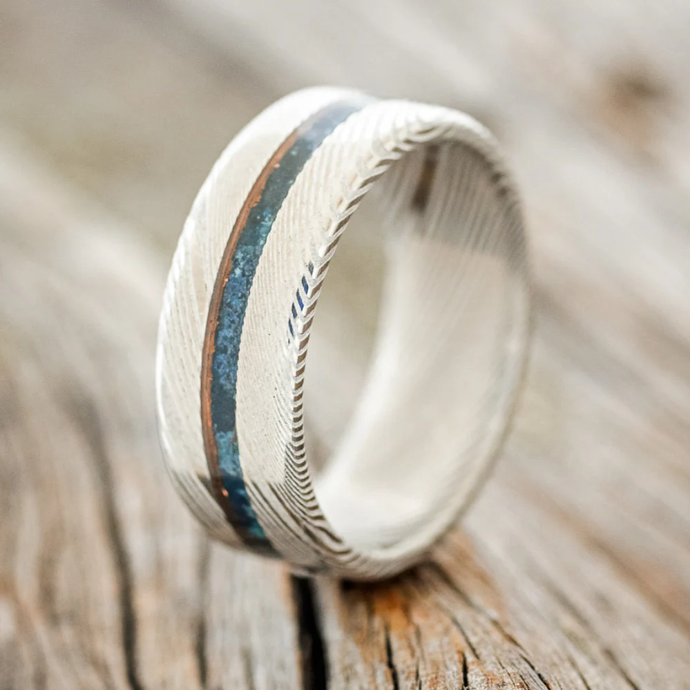 "NIRVANA" - CENTERED PATINA COPPER WEDDING BAND - Image 7