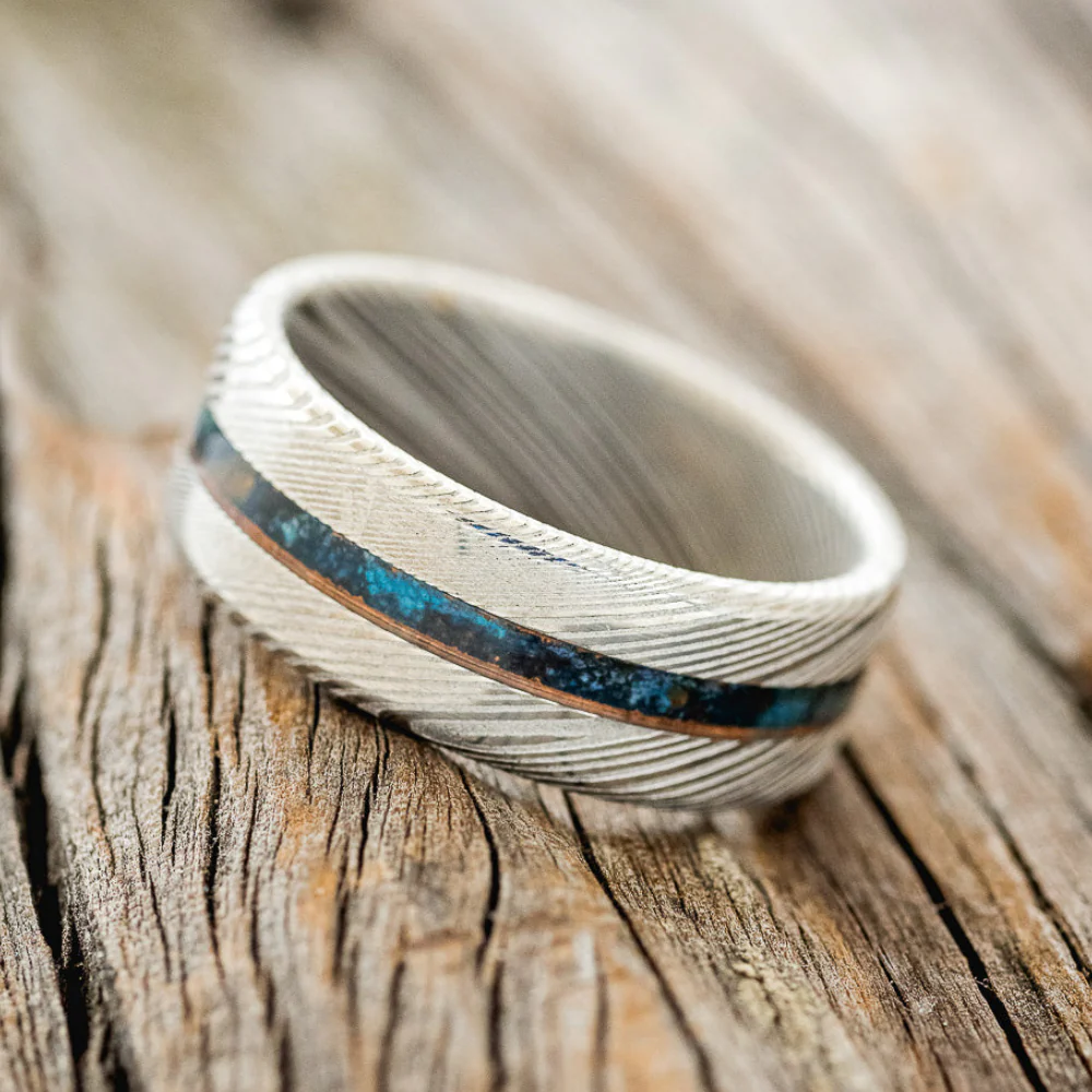 "NIRVANA" - CENTERED PATINA COPPER WEDDING BAND - Image 8