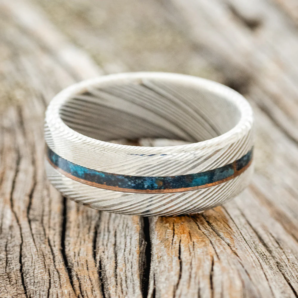 "NIRVANA" - CENTERED PATINA COPPER WEDDING BAND - Image 9