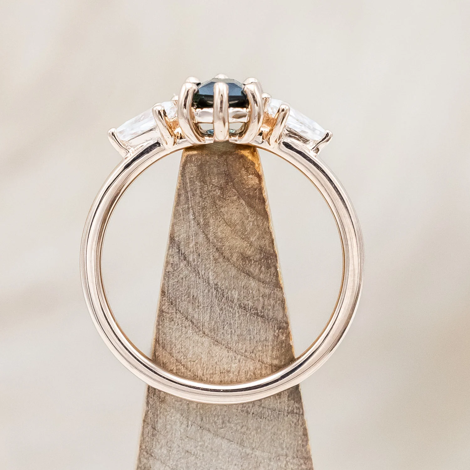 ONE-OF-A-KIND - "ISLA" - ELONGATED HEXAGON CUT AUSTRALIAN SAPPHIRE ENGAGEMENT RING WITH MOISSANITE ACCENTS - Image 9