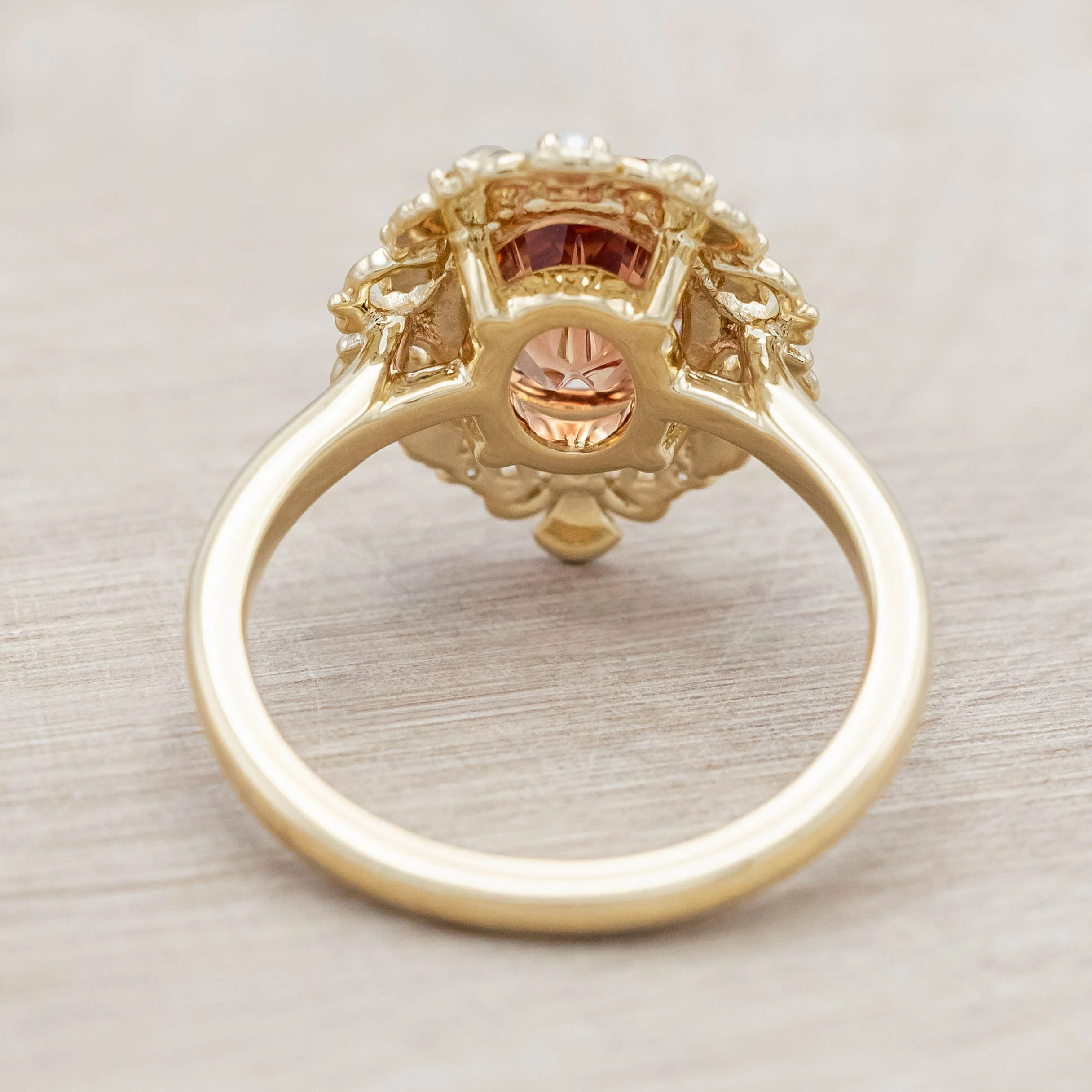 "MERROW" - SCULPTURAL-STYLE ENGAGEMENT RING WITH DIAMOND & PEARL ACCENTS - MOUNTING ONLY - SELECT YOUR OWN STONE - Image 7