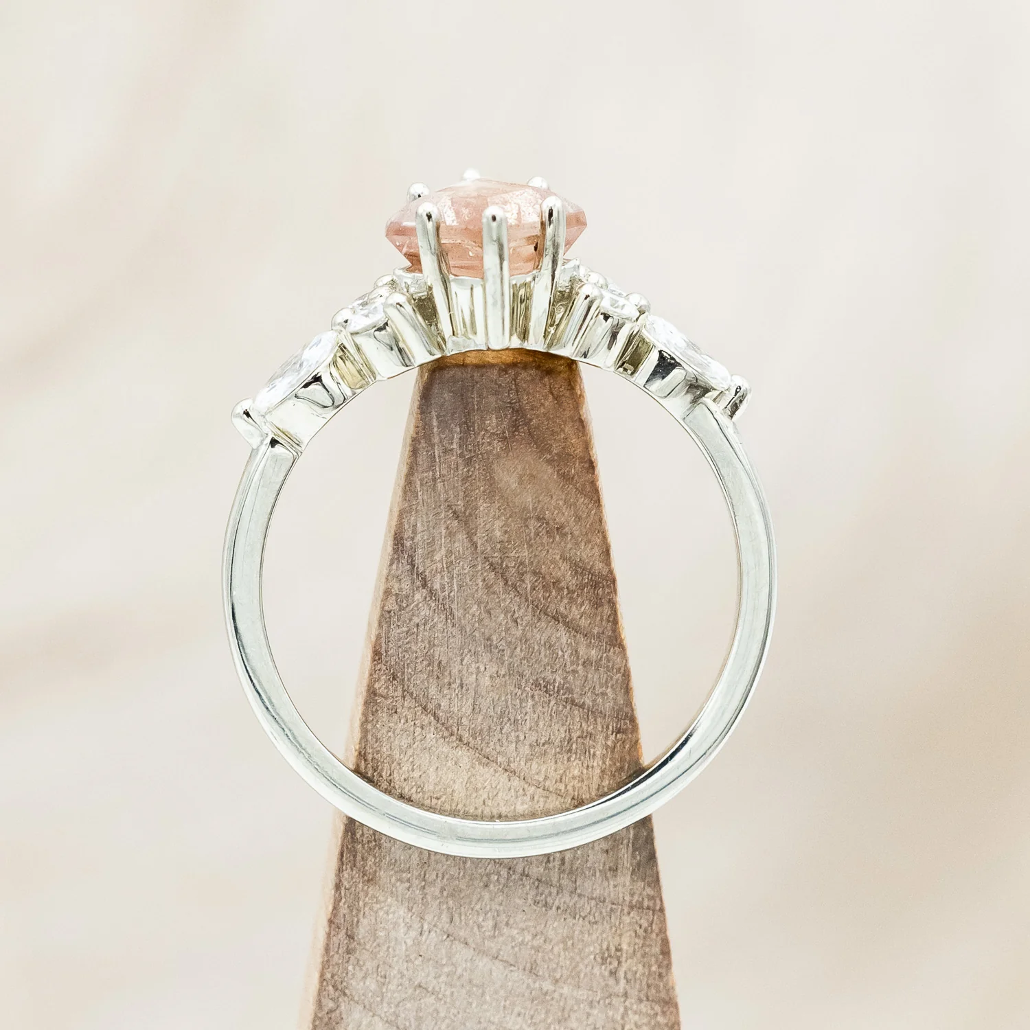 ONE-OF-A-KIND - "SAGE" - KITE CUT OREGON SUNSTONE ENGAGEMENT RING WITH DIAMOND ACCENTS & TRACER - Image 10