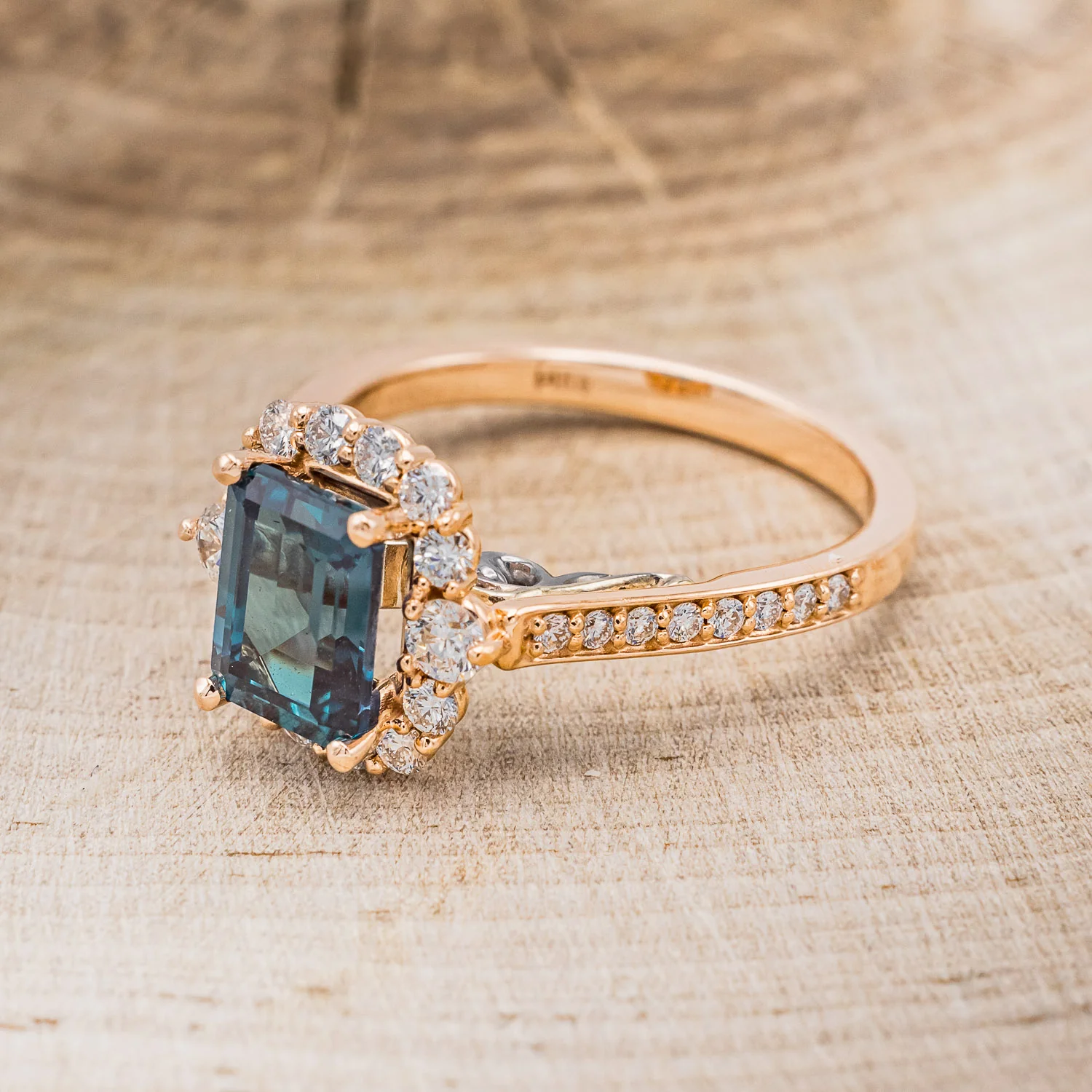 "OPHELIA" - ENGAGEMENT RING WITH DIAMOND HALO & ACCENTS - MOUNTING ONLY - SELECT YOUR OWN STONE - Image 17