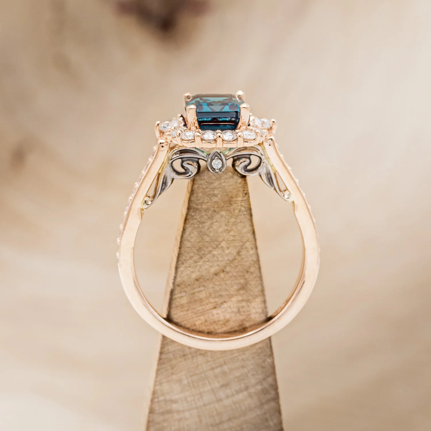 "OPHELIA" - ENGAGEMENT RING WITH DIAMOND HALO & ACCENTS - MOUNTING ONLY - SELECT YOUR OWN STONE - Image 20