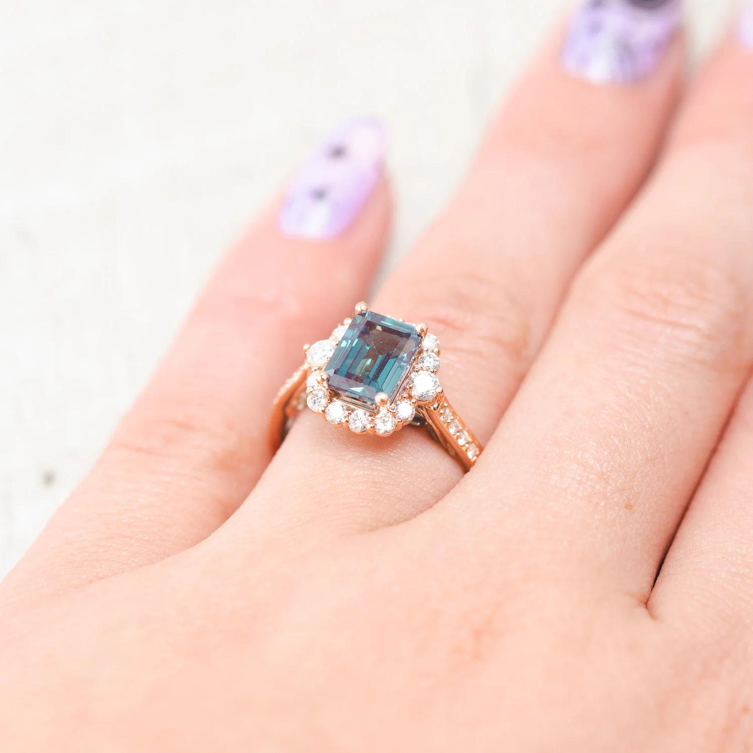 "OPHELIA" - ENGAGEMENT RING WITH DIAMOND HALO & ACCENTS - MOUNTING ONLY - SELECT YOUR OWN STONE - Image 25