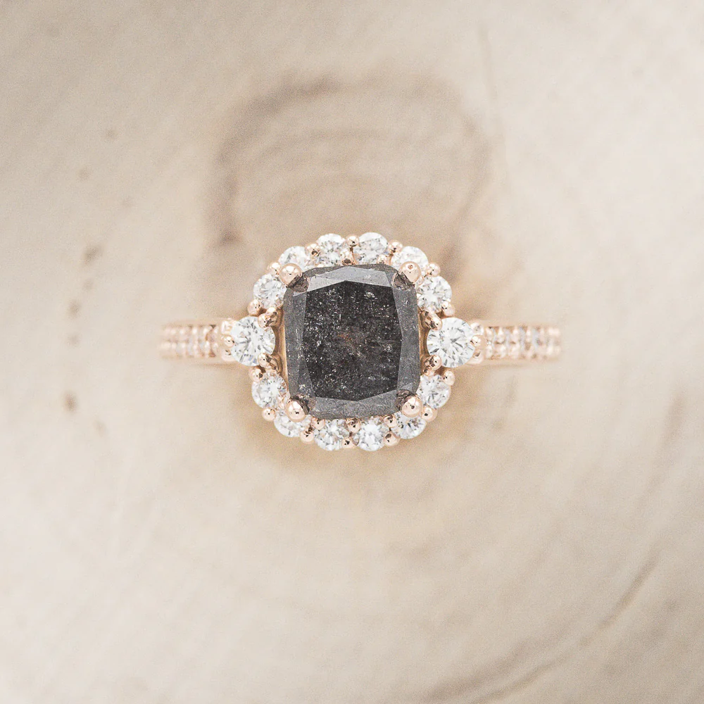 "OPHELIA" - ENGAGEMENT RING WITH DIAMOND HALO & ACCENTS - MOUNTING ONLY - SELECT YOUR OWN STONE - Image 6