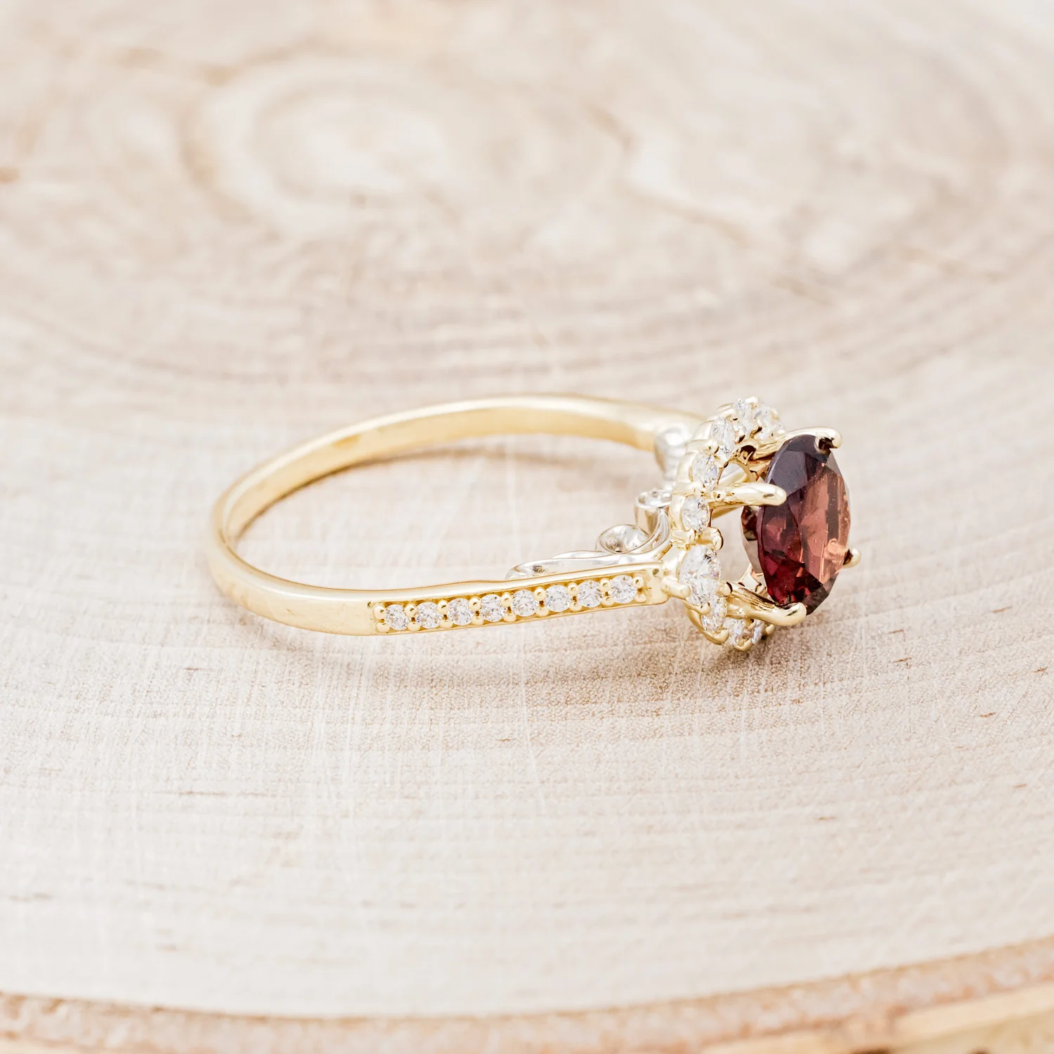 "OPHELIA" - ENGAGEMENT RING WITH DIAMOND HALO & ACCENTS - MOUNTING ONLY - SELECT YOUR OWN STONE - Image 11