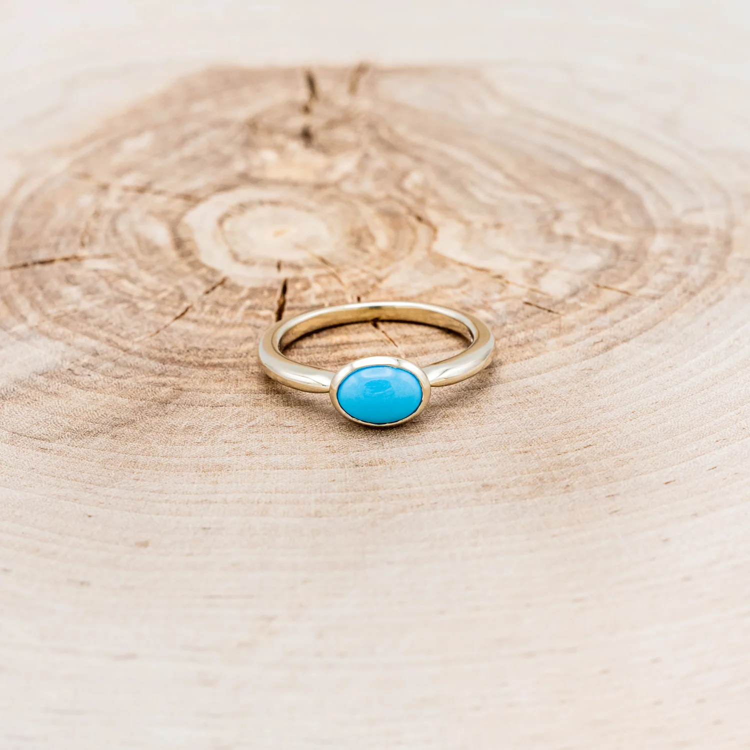 OVAL CABOCHON CUT BLUE BIRD TURQUOISE ENGAGEMENT RING - Image 8