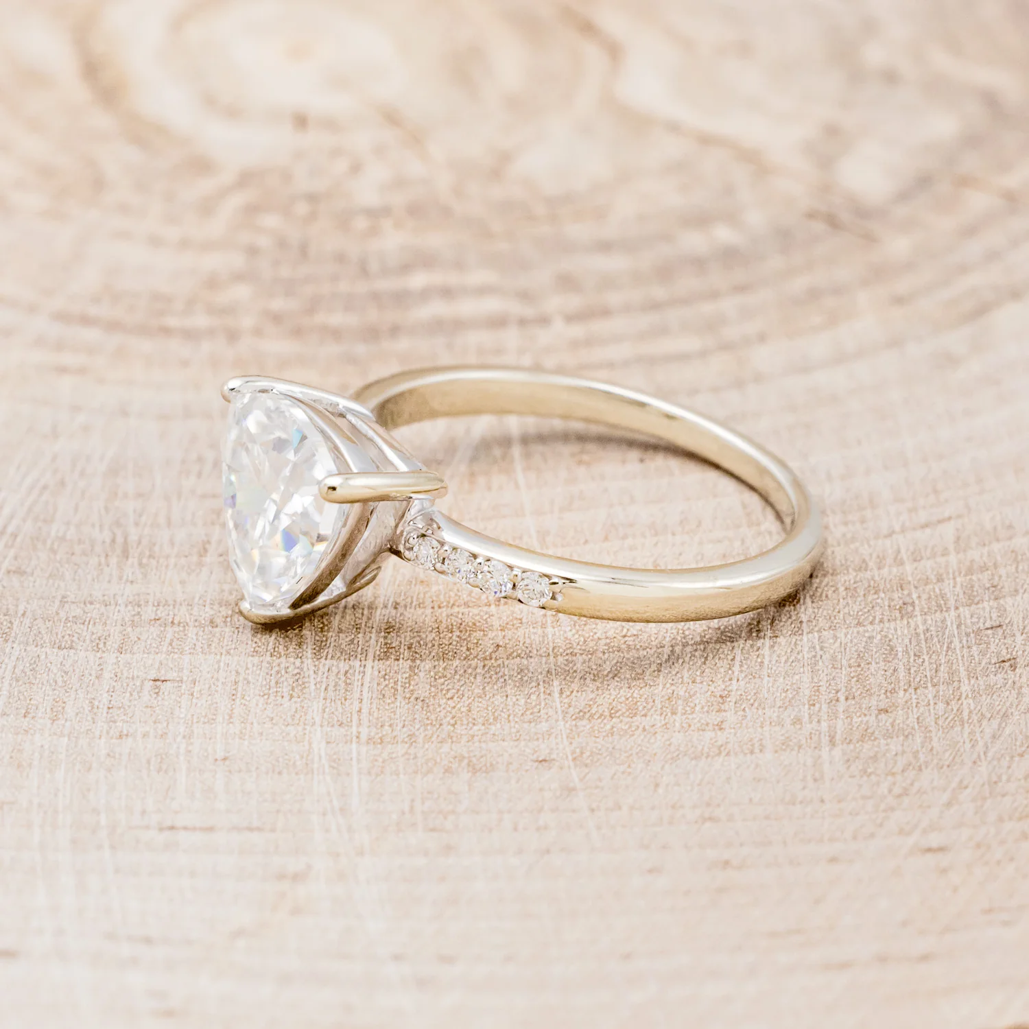 "PIPER" - TRILLION CUT MOISSANITE ENGAGEMENT RING WITH DIAMOND ACCENTS - Image 9